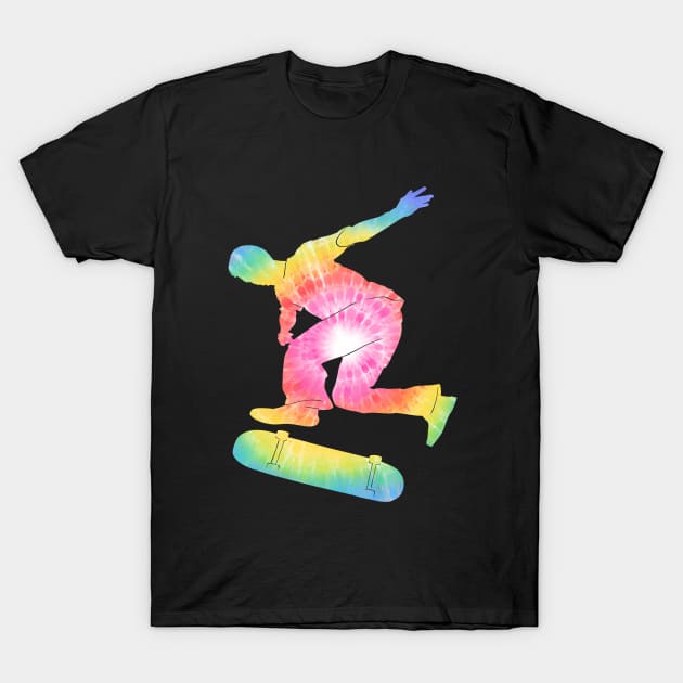 Skateboarding - Skateboarder Silhouette Colorful T-Shirt by Kudostees